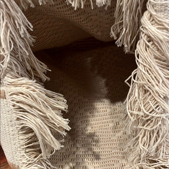 Cream and Brown Woven Tote Bag - Picture 3 of 5